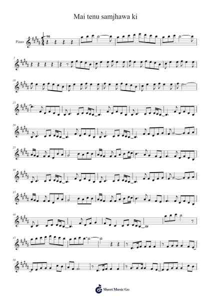 Mai tenu samjhawa ki Sheet Music by Arijit Singh-Arr.Haycah Touthale