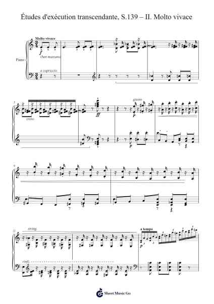 Études d'exécution transcendante, S.139: II. Molto vivace Sheet Music by Franz Liszt-Arr.Fagee