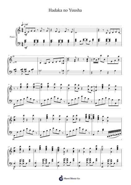 Hadaka no Yuusha Sheet Music by Vaundy-Arr.Gregrace Glennjob