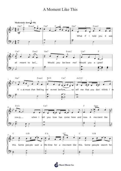 A Moment Like This Sheet Music by Kelly Clarkson-Arr.Serles