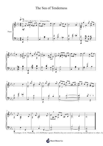 The Sea of Tenderness Sheet Music by Toursbur-Arr.Otnold