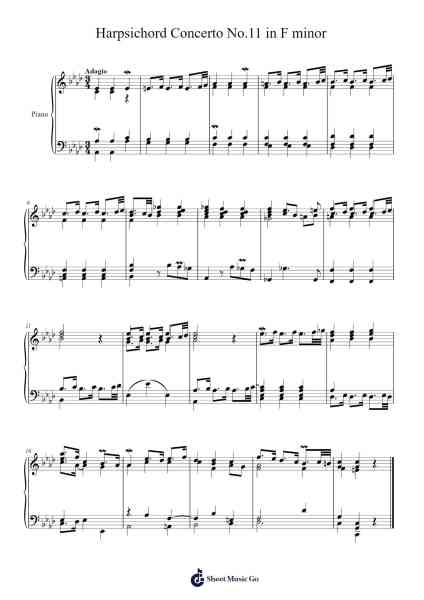 Harpsichord Concerto No. 11 in F Minor: III. Adagio Sheet Music by Christian Pezold-Arr.Janedo