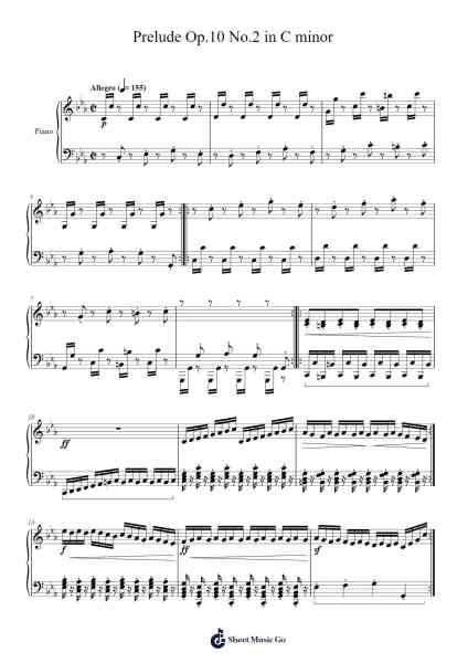 Prelude Op. 10 No. 2 in C Minor Sheet Music by Lam Halcyon-Arr.Janedo