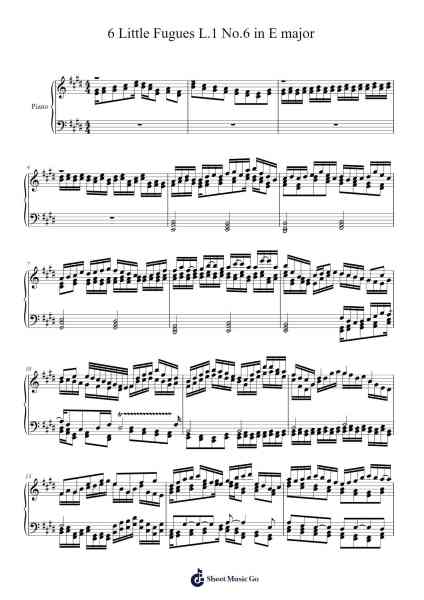 6 Little Fugues, L.1 No.6 in E Major Sheet Music by Lucas Schiff Aiden-Arr.Charfra Tesscer