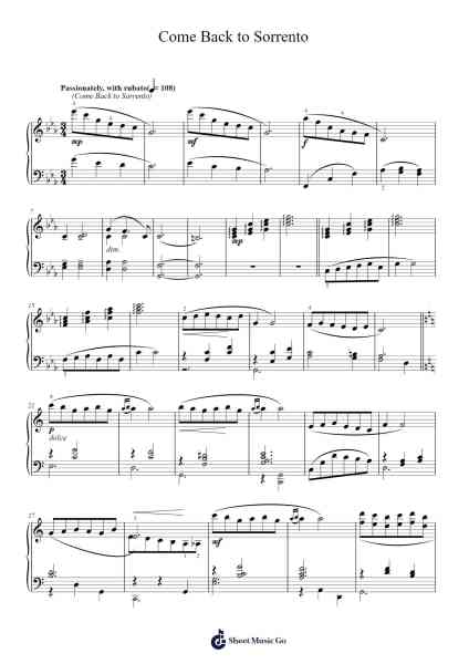 Come Back to Sorrento Sheet Music by Ernesto de Curtis-Arr.Dilmos