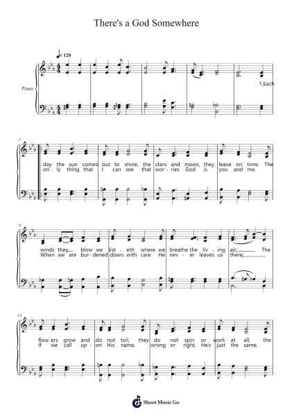 There's a God Somewhere Sheet Music by Thomas A Dewey-Arr.Billel Samry