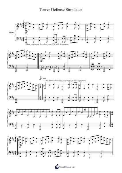 Mannrobics - Tower Defense Simulator Sheet Music by Harbrian Ivesharine-Arr.Mollnie Sampham