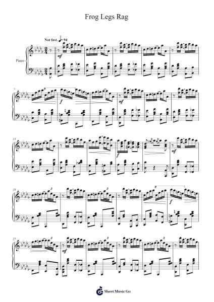 Frog Legs Rag Sheet Music by James Scott-Arr.Vindred Swinglenn