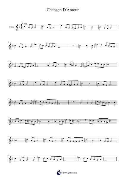 Chanson D'Amour Sheet Music by Dymiah-Arr.Corvan Hewkins