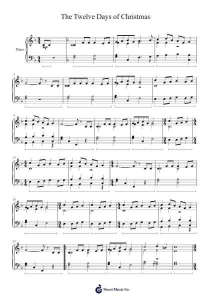 The Twelve Days of Christmas Sheet Music by Misc Christmas-Arr.Glalain Borhys