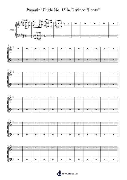 Paganini Etude No. 15 in E minor "Lento" Sheet Music by Loudan Stephen Alexenov Stradinoff-Welkinstein-Arr.Egpert
