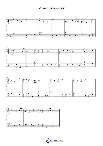 Minuet in A Minor Sheet Music by Johann Krieger-Arr.Duttcash Cornie