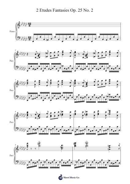 Etude for the Left Hand Alone in A-flat Major, Op. 25 No. 2 Sheet Music by Felix Blumenfeld-Arr.Popgram Migcky