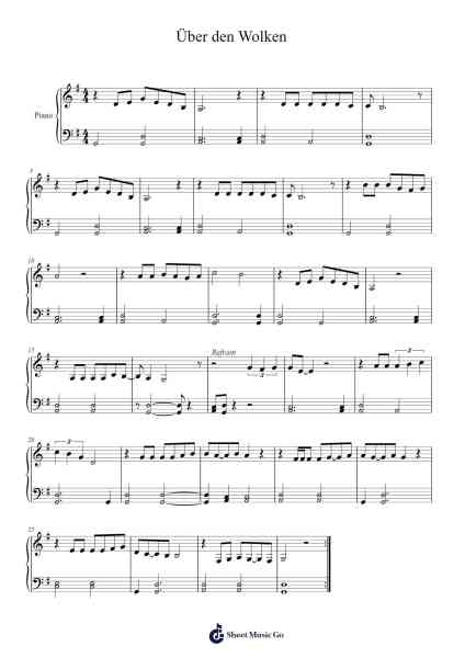 Über den Wolken Sheet Music by Reinhard Mey-Arr.Ogrite Samptian