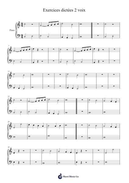 Exercices dictées 2 voix Sheet Music by -Arr.Sumia