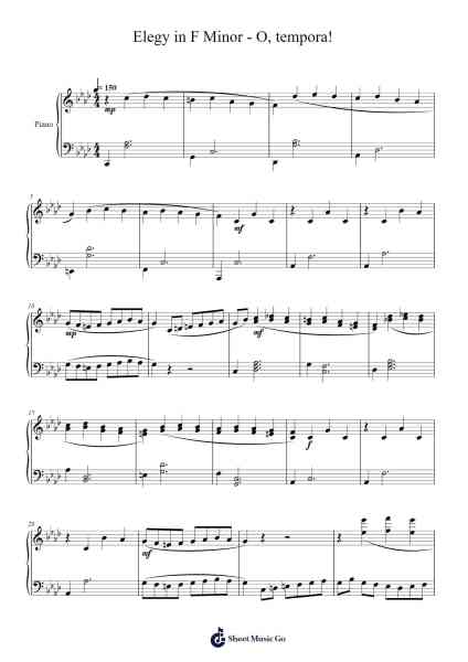 Elegy in F Minor "O, tempora!" Sheet Music by Maltzster Colcott-Arr.Gemgene