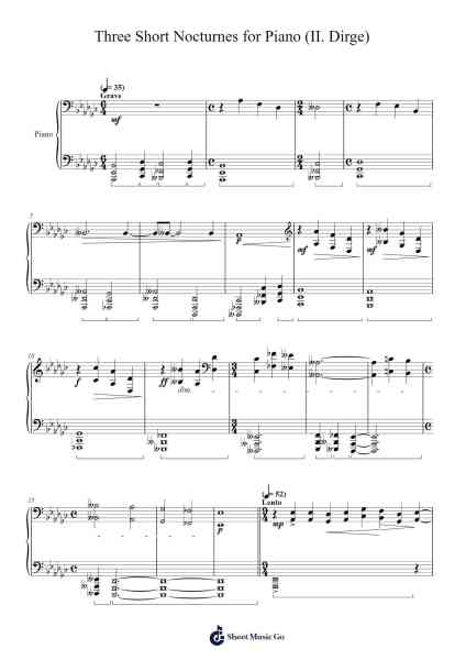 Three Short Nocturnes for Piano (II. Dirge) Sheet Music by Michael Maroney-Arr.Asdict