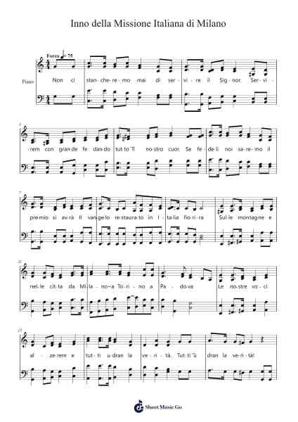Inno della Missione Italiana di Milano Sheet Music by R. Gee-Arr.Hartclife Joudrea