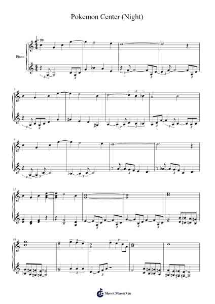 Pokemon Center (Night) Sheet Music by Junichi Masuda-Arr.Tethew Wolfdwight