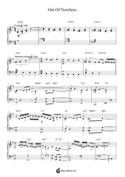 Out Of Nowhere Sheet Music by Charlie Parker-Arr.Derkyle