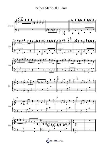 Super Mario 3D Land Sheet Music by Koji Kondo-Arr.Vicnick Hoodpy