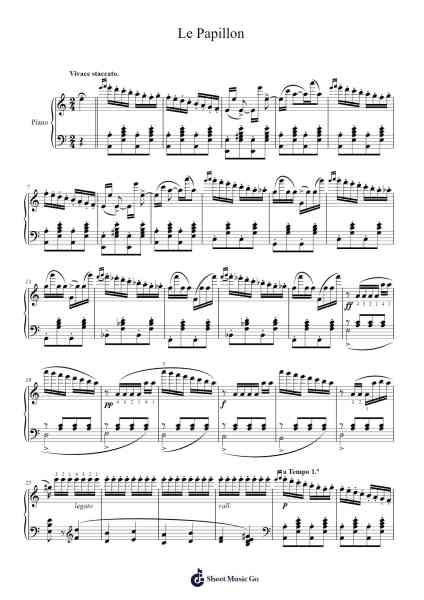 Bluette Op. 1 "Le Papillon" Sheet Music by Alexandre Édouard Goria-Arr.Gekeith Fordkiel