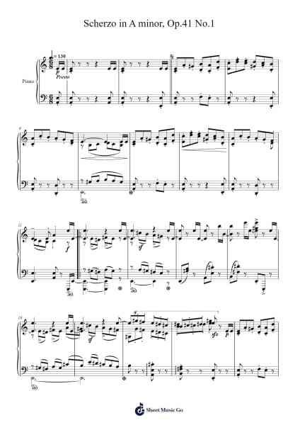 Scherzo in A Minor, Op. 41, No. 1 Sheet Music by Robert Schumann-Arr.Rooven