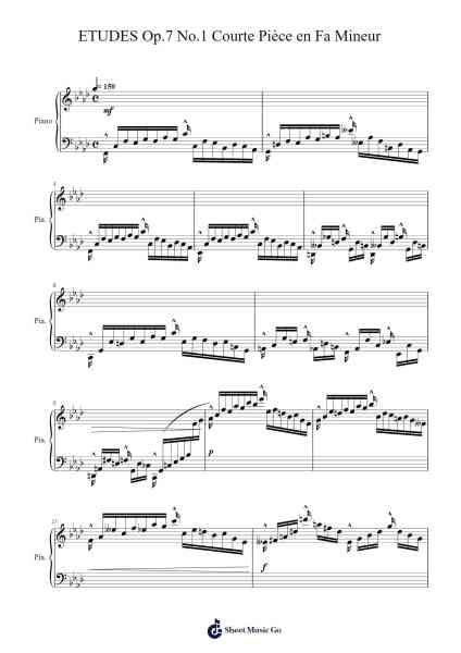 ETUDES Op.7 No.1 Courte Pièce en Fa Mineur Sheet Music by Lucas BERNARD-Arr.Charmie