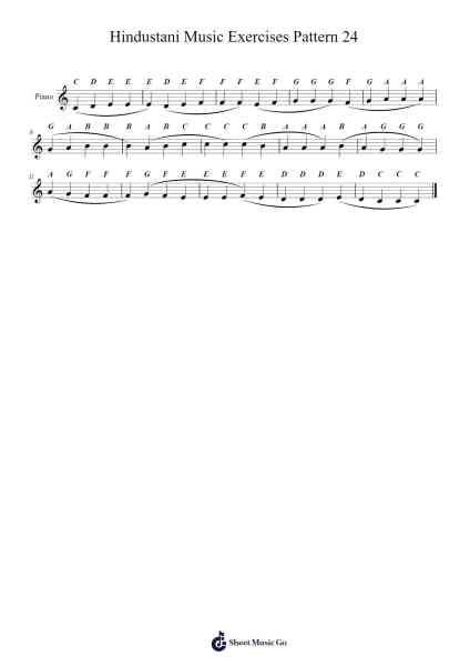 Hindustani Music Exercises Pattern 24 Sheet Music by Traditional-Arr.Kensibyl