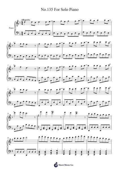 No. 135 For Solo Piano Sheet Music by Takashi K.-Arr.Molbias Trusey