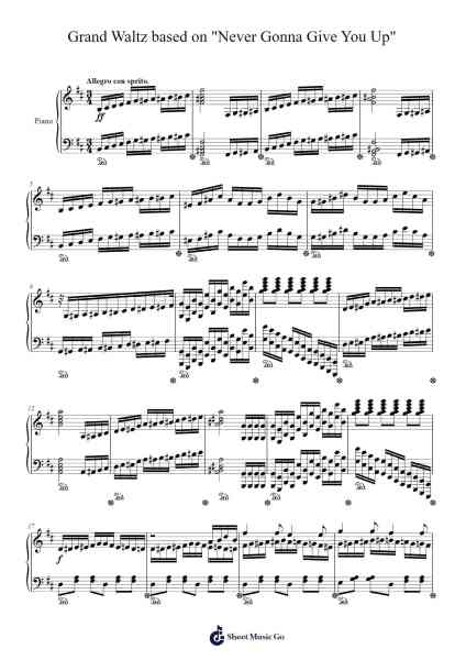 Grand Waltz based on "Never gonna give you up" Sheet Music by Rick Astley-Arr.Swinhood Ajean