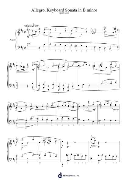 Keyboard Sonata in B Minor, K.497, L.146 Sheet Music by Domenico Scarlatti-Arr.Pegholmes Anlett