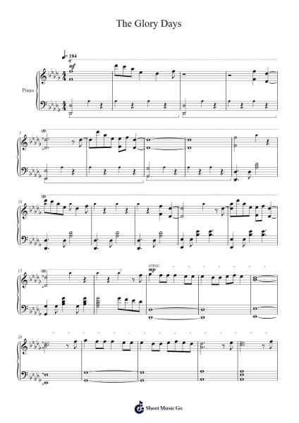The Glory Days Sheet Music by Tia-Arr.Shellay