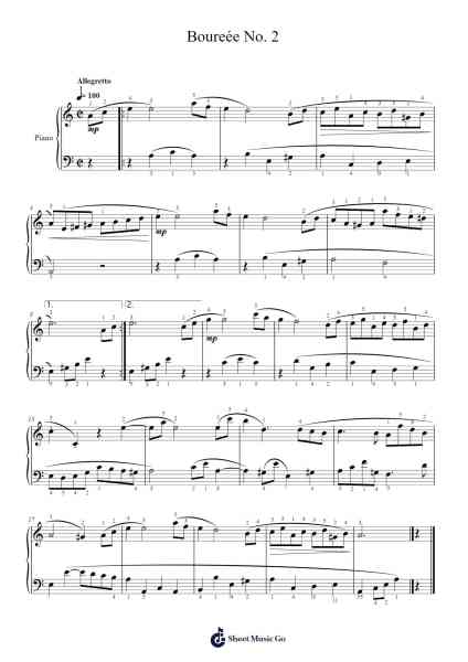 Boureée No. 2 Sheet Music by Johann Philipp Kirnberger-Arr.Lowell