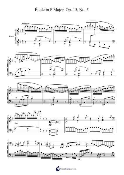 Étude in F Major, Op. 15, No. 5 Sheet Music by Matthew Wong-Arr.Dwightlitt