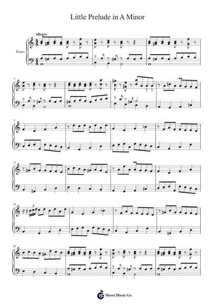 Little Prelude in A Minor Sheet Music by ekakofi07-Arr.Arkirk Janeien