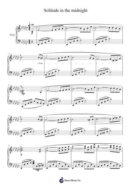 Solitude in the midnight Sheet Music by Masao Aichi-Arr.Forsmy