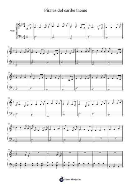 Piratas del caribe theme Sheet Music by Misc Soundtrack-Arr.Milesbloor