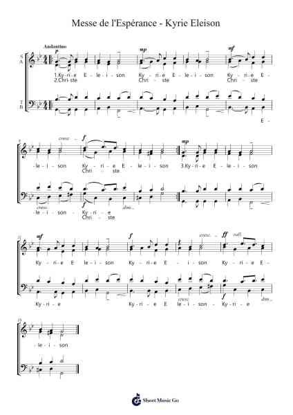 Messe de l'Espérance - Kyrie Eleison Sheet Music by Vilou Bochill-Arr.Sukin
