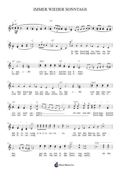 IMMER WIEDER SONNTAGS Sheet Music by Unknown author-Arr.Babberg Neriam