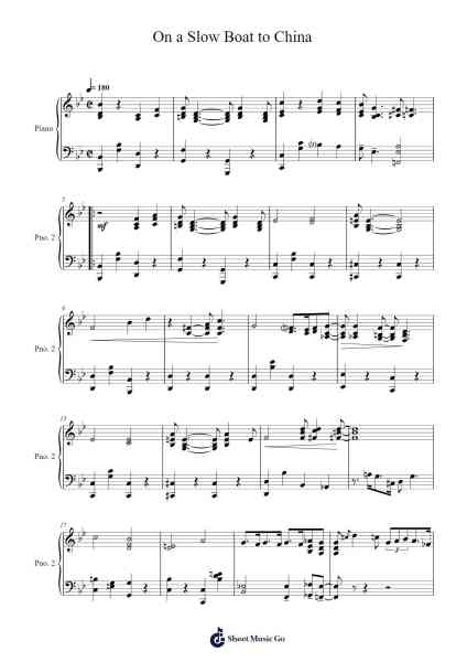 On a Slow Boat to China Sheet Music by Frank Loesser-Arr.Jonqy Keyreed