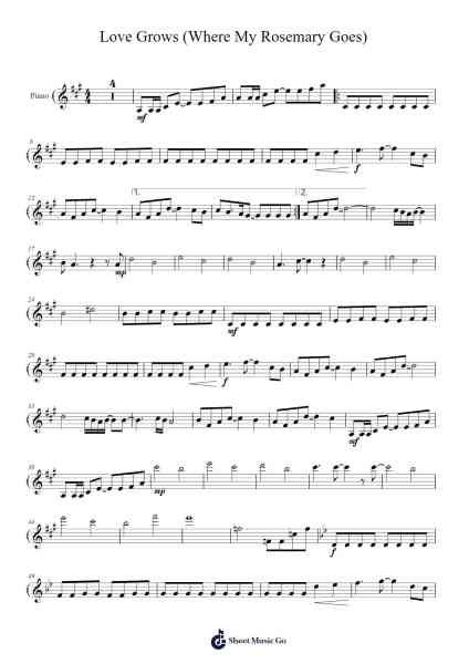 Love Grows (Where My Rosemary Goes) Sheet Music by Edison Lighthouse-Arr.Gilesto Lindle