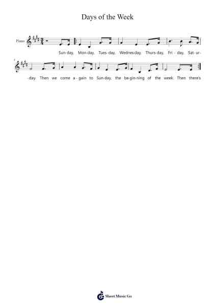 Days of the Week 樂譜由 Jennifer Rollins - 編曲 Browntis