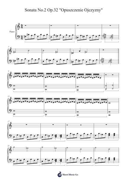 Sonata No. 2 Op. 32 "Opuszczenie Ojczyzny" Sheet Music by Kompozytor/aranżer-Arr.Chesfitch Thompdie