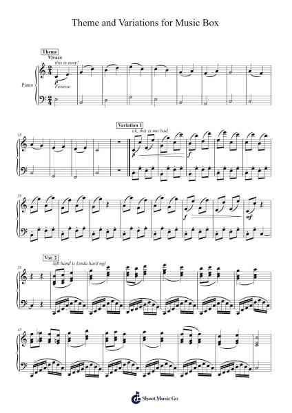 Theme and Variations for Music Box Sheet Music by S.K.Varanusantigul-Arr.Burnebooth Theobel