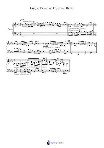 Fugue Demo & Exercise Redo - Task 3 Completed Exposition Sheet Music by Frank Paul-Arr.Wildeh Francesgrace