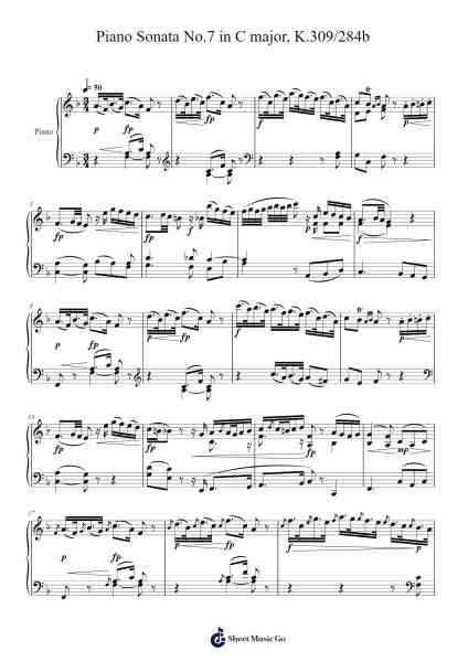 Piano Sonata No. 7 in C Major, K. 309/284b: II Sheet Music by Wolfgang Amadeus Mozart-Arr.Kirkckle Clarkckle