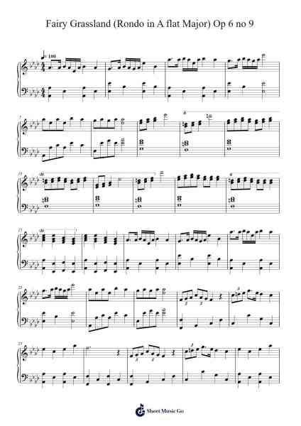 Fairy Grassland (Rondo in A flat Major) Op 6 no 9 Sheet Music by Yvesmeg Todrey-Arr.Moisham Whcky