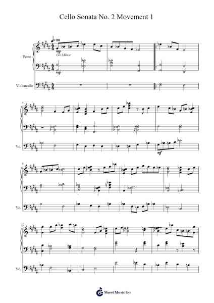 Cello Sonata No. 2 Movement 1 Sheet Music by Johann Sebastian Bach-Arr.Chamtra