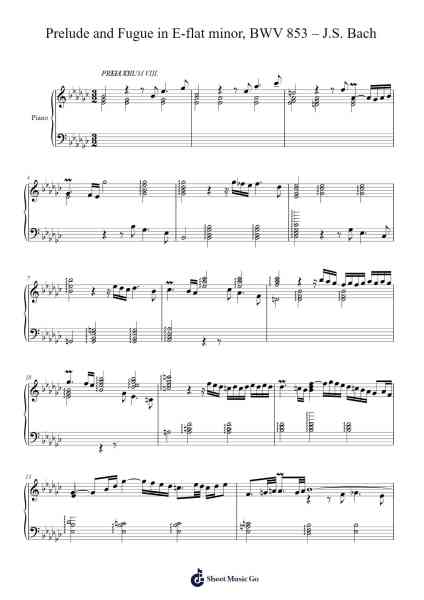 Prelude and Fugue in E-flat minor, BWV 853 Sheet Music by Johann Sebastian Bach-Arr.Judmons Bairdchel